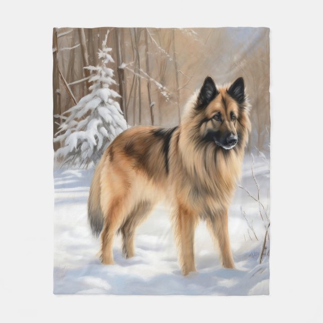 Belgisk Tervuren Låt Det Snöa Jul  Fleecefilt (Framsidan)