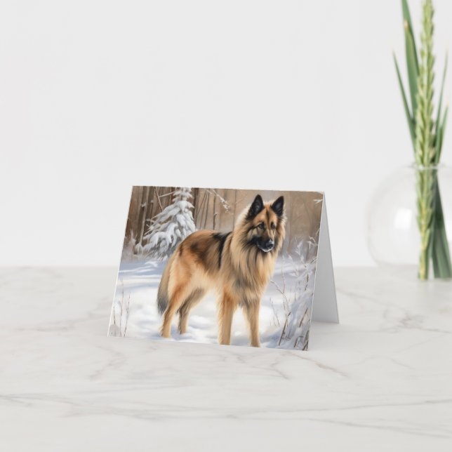 Belgisk Tervuren Låt det snöa Jul Kort (Framsida)
