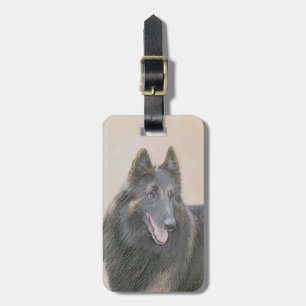 Belgisk Tervuren Painting - Cute Original Hund Art Bagagebricka