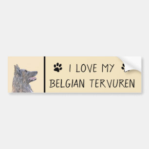 Belgisk Tervuren Painting - Cute Original Hund Art Bildekal