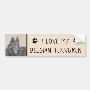 Belgisk Tervuren Painting - Cute Original Hund Art Bildekal