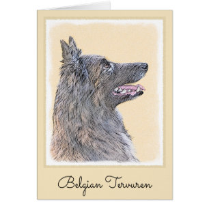 Belgisk Tervuren Painting - Cute Original Hund Art Hälsningskort