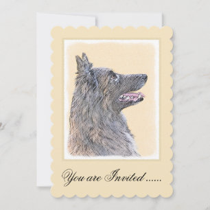 Belgisk Tervuren Painting - Cute Original Hund Art Inbjudningar