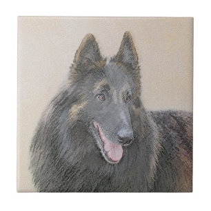 Belgisk Tervuren Painting - Cute Original Hund Art Kakelplatta