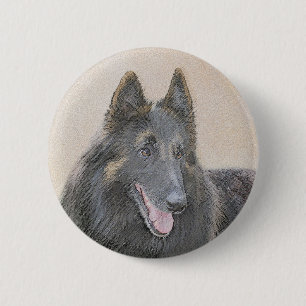Belgisk Tervuren Painting - Cute Original Hund Art Knapp