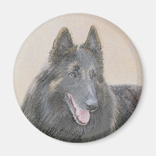 Belgisk Tervuren Painting - Cute Original Hund Art Magnet