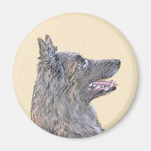 Belgisk Tervuren Painting - Cute Original Hund Art Magnet