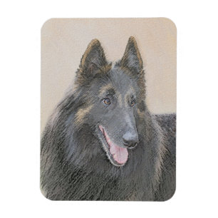 Belgisk Tervuren Painting - Cute Original Hund Art Magnet