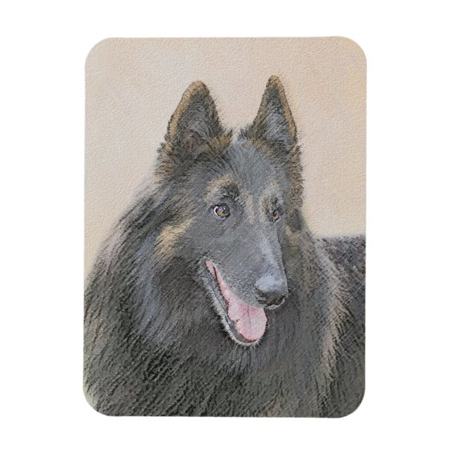 Belgisk Tervuren Painting - Cute Original Hund Art Magnet (Vertikal)