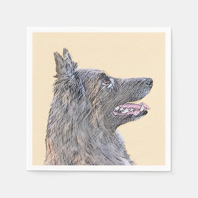 Belgisk Tervuren Painting - Cute Original Hund Art Pappersservett (Framsidan)