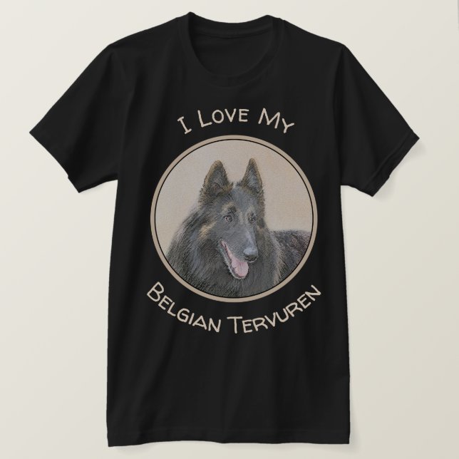 Belgisk Tervuren Painting - Cute Original Hund Art T Shirt (Design framsida)
