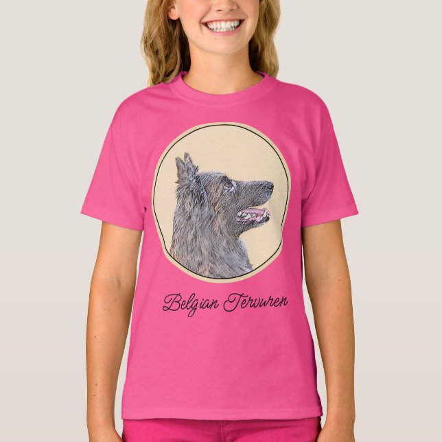 Belgisk Tervuren Painting - Cute Original Hund Art T Shirt (Framsida)