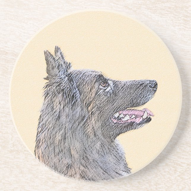 Belgisk Tervuren Painting - Cute Original Hund Art Underlägg (Framsidan)
