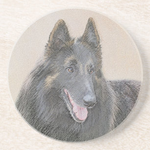 Belgisk Tervuren Painting - Cute Original Hund Art Underlägg
