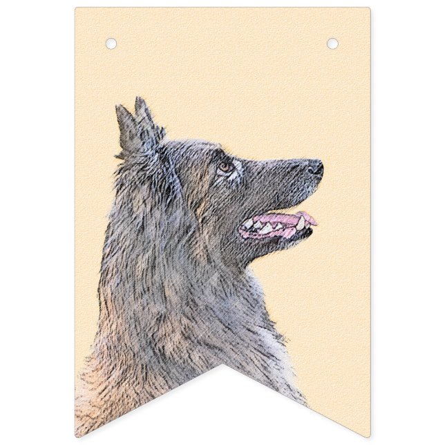 Belgisk Tervuren Painting - Cute Original Hund Art Vimplar (Första flaggan)