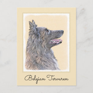 Belgisk Tervuren Painting - Cute Original Hund Art Vykort