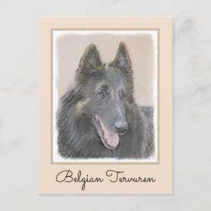 Belgisk Tervuren Painting - Cute Original Hund Art Vykort