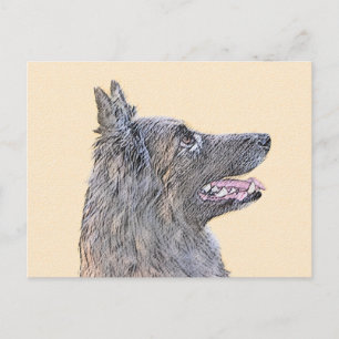 Belgisk Tervuren Painting - Cute Original Hund Art Vykort