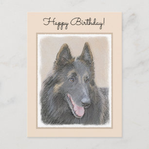 Belgisk Tervuren Painting - Cute Original Hund Art Vykort