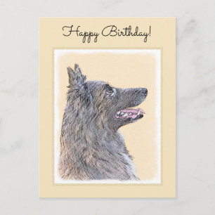 Belgisk Tervuren Painting - Cute Original Hund Art Vykort