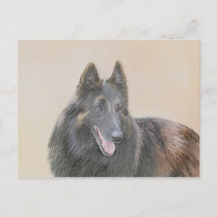 Belgisk Tervuren Painting - Cute Original Hund Art Vykort
