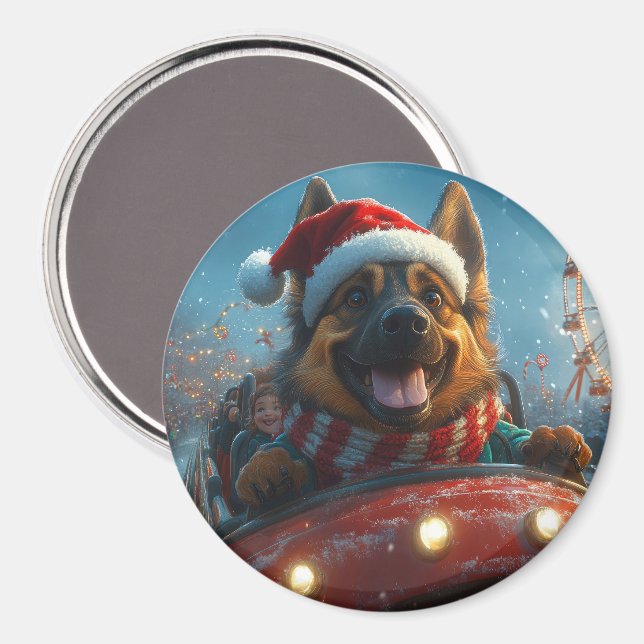 Belgisk vallhund berg- och dalbana jul magnet (Front/Back)