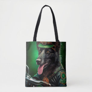 Belgisk vallhund cyklar på St. Patricks dag Tygkasse
