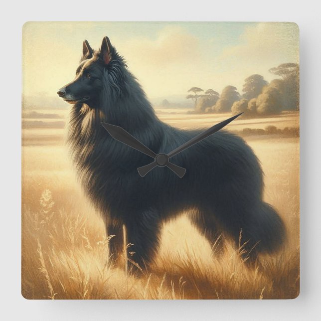 Belgisk vallhund fyrkantig klocka (Framsida)