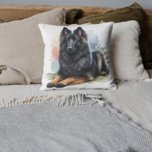 Belgisk vallhund i akvarell kudde