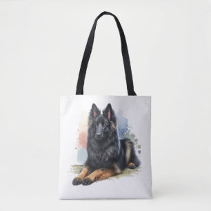 Belgisk vallhund i akvarell tygkasse