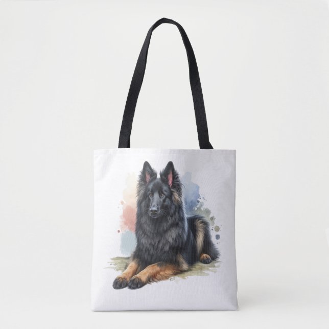 Belgisk vallhund i akvarell tygkasse (Framsida)
