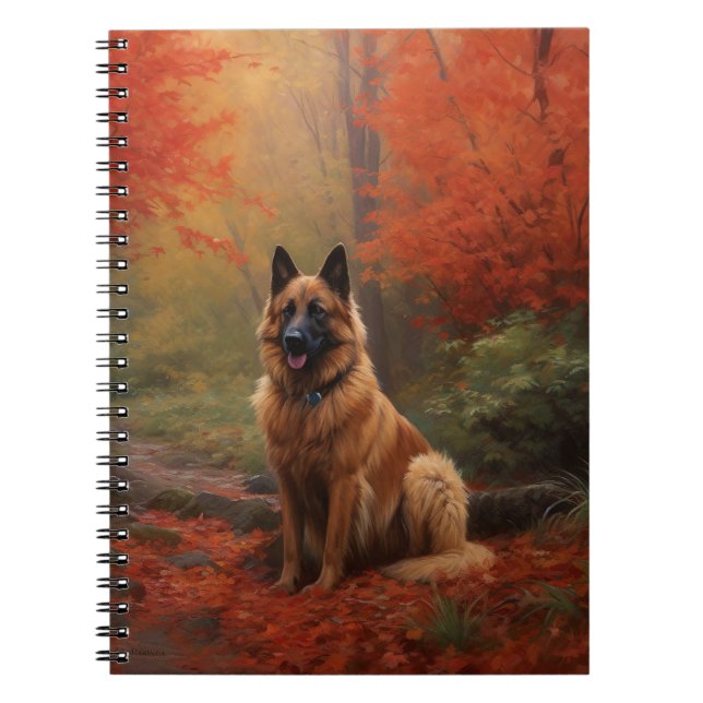 Belgisk Vallhund i Höstblad Fall Inspirerar Anteckningsbok (Framsidan)