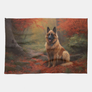 Belgisk vallhund i höstlöv Fall Inspire Kökshandduk