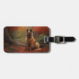 Belgisk Vallhund i Höstlöv Fall Inspirerar Bagagebricka