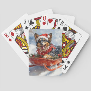 Belgisk vallhund i släde Låt det snöa jul Casinokort