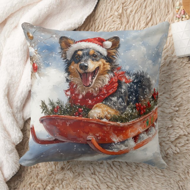 Belgisk vallhund i släde Låt det snöa jul Kudde (Filt)
