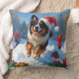 Belgisk vallhund Jul Festlig Snö Scen Kudde