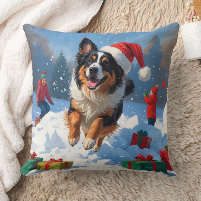 Belgisk vallhund Jul Festlig Snö Scen Kudde (Filt)