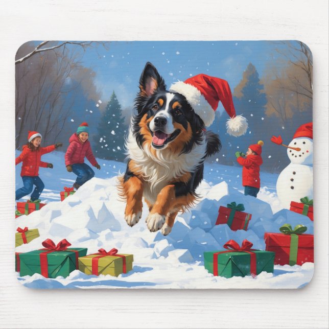 Belgisk vallhund Jul Festlig Snö Scen Musmatta (Framsidan)