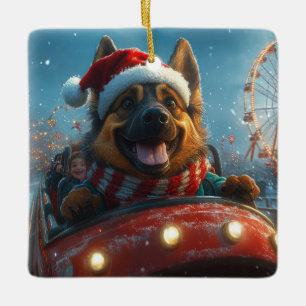 Belgisk vallhund Jul Roller Coaster Julgransprydnad Keramik
