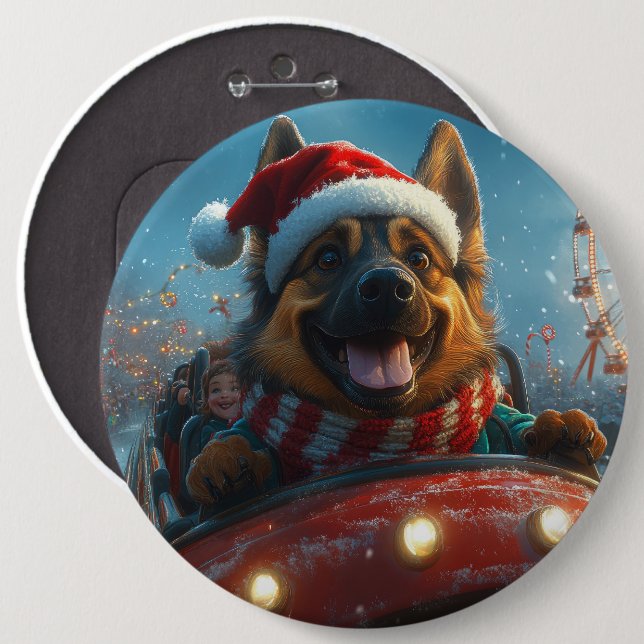 Belgisk vallhund Jul Roller Coaster Knapp (Framsida & baksida)