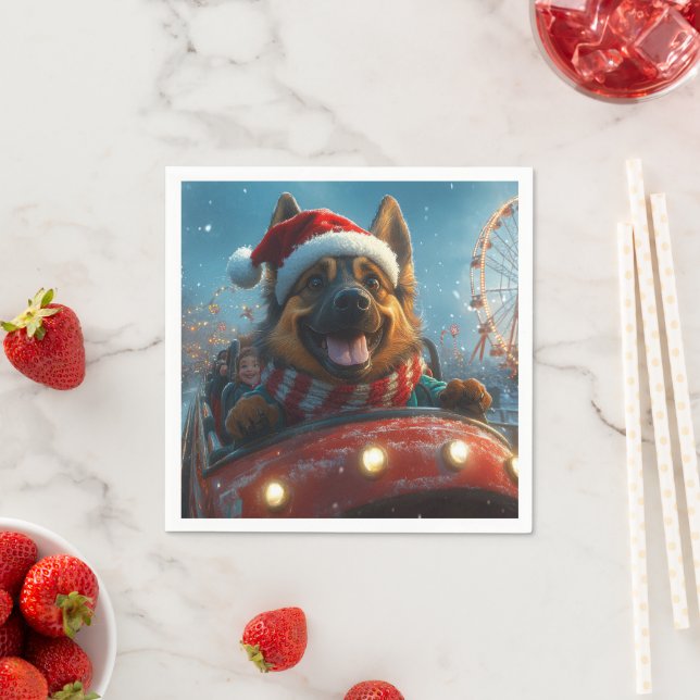 Belgisk Vallhund Jul Roller Coaster Pappersservett (Insitu)
