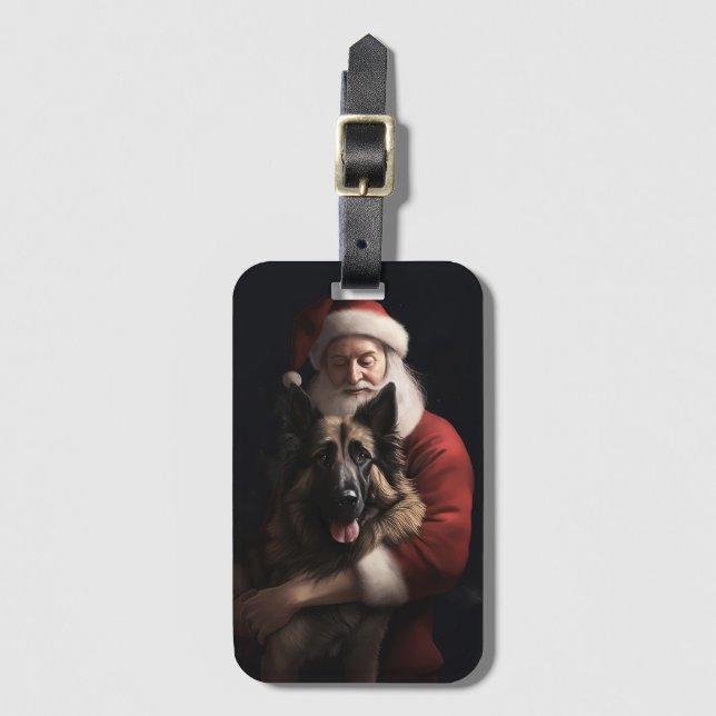 Belgisk Vallhund Jul Tomte Festlig Jul Bagagebricka (Framsida vertikal)