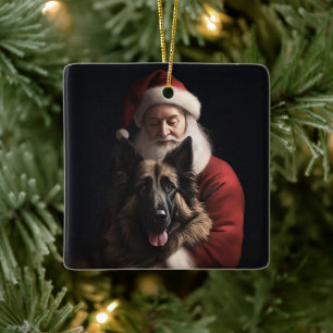 Belgisk vallhund Julen Tomte Festlig Jul Julgransprydnad Keramik