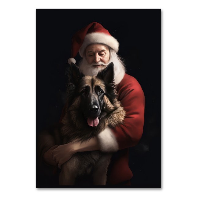 Belgisk vallhund Julenisse Festlig jul Bordsnummer (Framsidan)