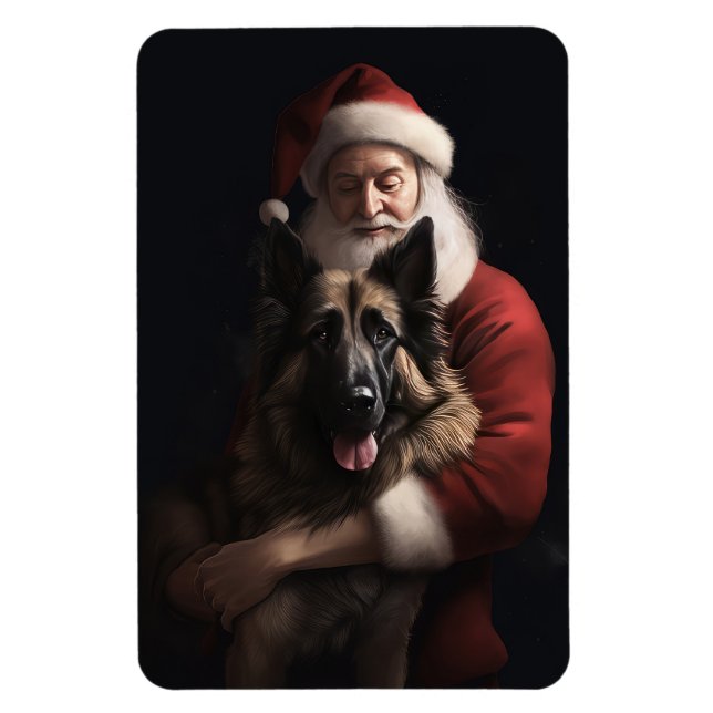 Belgisk vallhund Julenisse Festlig jul Magnet (Vertikal)