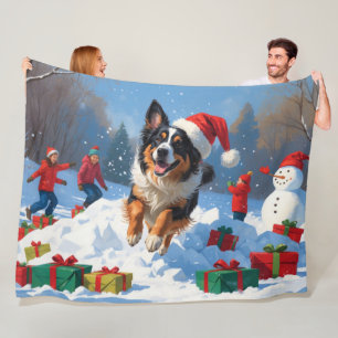 Belgisk vallhund Julfirad Snöscen Fleecefilt