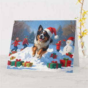 Belgisk vallhund Julfirad snöscen Kort