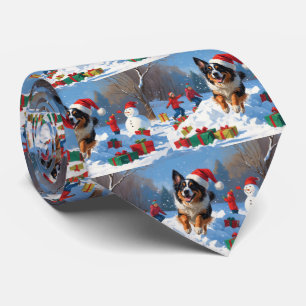 Belgisk vallhund Julfirad snöscen Slips