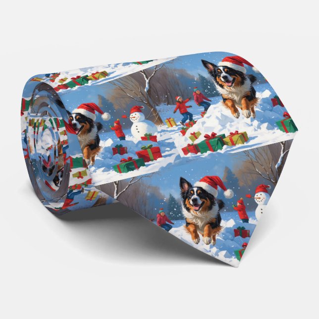 Belgisk vallhund Julfirad snöscen Slips (Rullad)